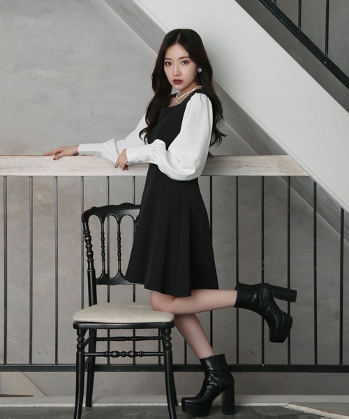 ANDGEEBEE（アンジービー）の「ブラウススリーブミニワンピ（ワンピース・レディース・ベージュ/ブラック・MEDIUM）」の20枚目の写真