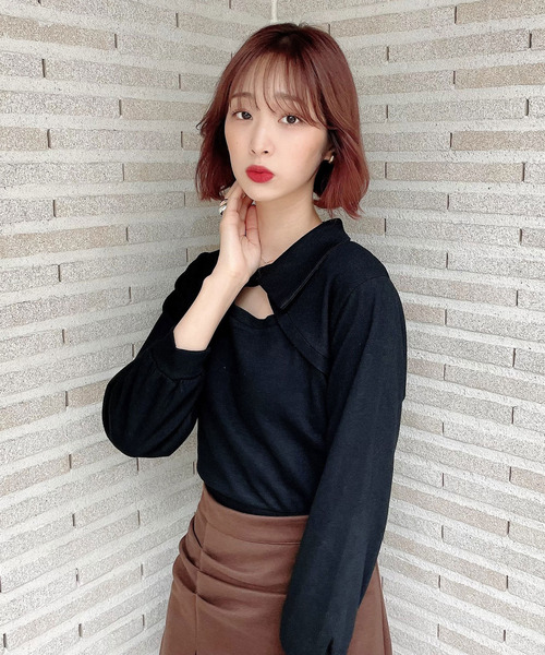 Voyage titty&Co.PETIT（ボヤージュティティアンドコープチ）の「【Voyage titty&Co. PETIT】デコルテオープンカットトップス（Tシャツ/カットソー・レディース・ベージュ/ブラック・FREE）」の7枚目の写真