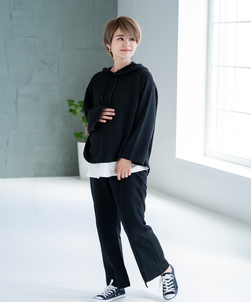 CHOCOA（チョコア）の「マタニティセンタースリットSWパンツ（マタニティウェア/グッズ・レディース・ブラック/グレー・FREE）」の13枚目の写真