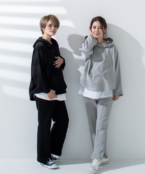CHOCOA（チョコア）の「マタニティセンタースリットSWパンツ（マタニティウェア/グッズ・レディース・ブラック/グレー・FREE）」の12枚目の写真