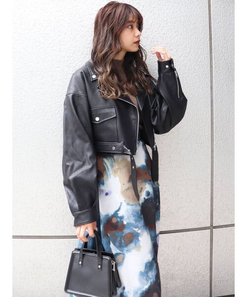 MURUA(ムルーア)の「ショートライダースジャケット(ライダースジャケット・レディース・ブラック/グレー・FREE)」の15枚目の写真