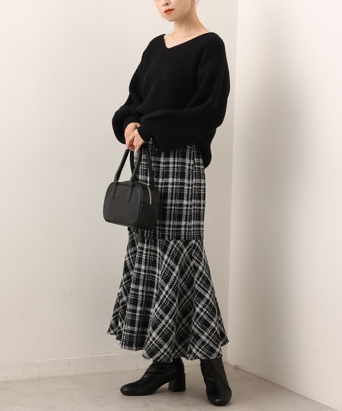 one after another NICE CLAUP（ワンアフターアナザーナイスクラップ）の「【WEB限定】Ｓ・Mサイズあり！ツイードハイウエストマーメイドスカート（スカート・レディース・ホワイト系その他/ブラック系その他/ブラウン系その他・SMALL/MEDIUM）」の14枚目の写真