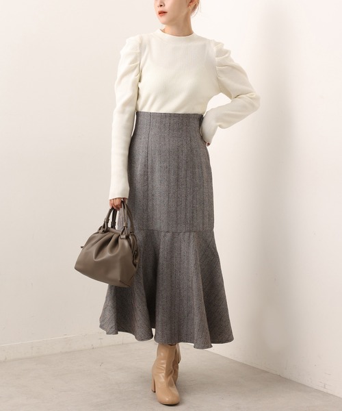 one after another NICE CLAUP（ワンアフターアナザーナイスクラップ）の「【WEB限定】Ｓ・Mサイズあり！ツイードハイウエストマーメイドスカート（スカート・レディース・ホワイト系その他/ブラック系その他/ブラウン系その他・SMALL/MEDIUM）」の18枚目の写真