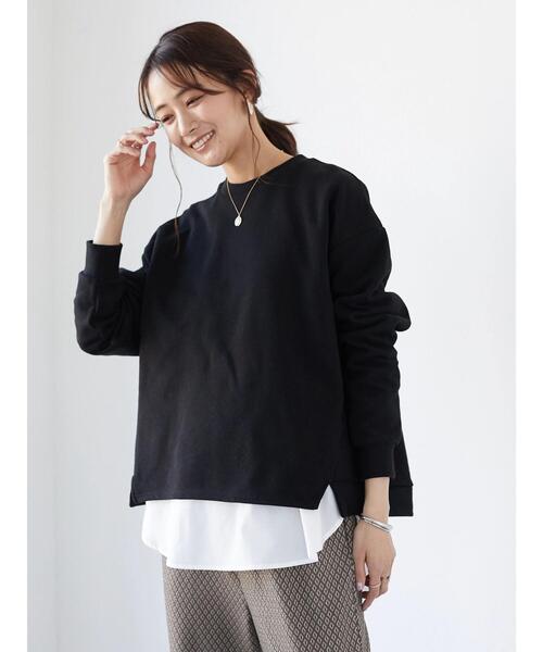 CRAFT STANDARD BOUTIQUE（クラフトスタンダードブティック）の「微起毛裏毛切替プルオーバー　＊（スウェット・レディース・ライトグレー/ミント/ピンク/ブラック・FREE）」の5枚目の写真