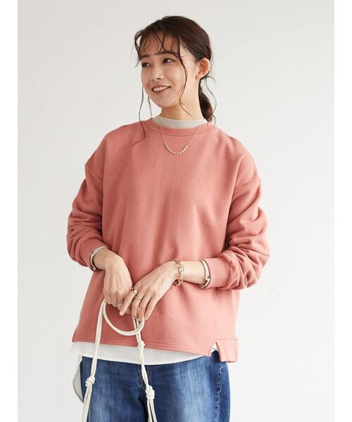 CRAFT STANDARD BOUTIQUE（クラフトスタンダードブティック）の「微起毛裏毛切替プルオーバー　＊（スウェット・レディース・ライトグレー/ミント/ピンク/ブラック・FREE）」の17枚目の写真