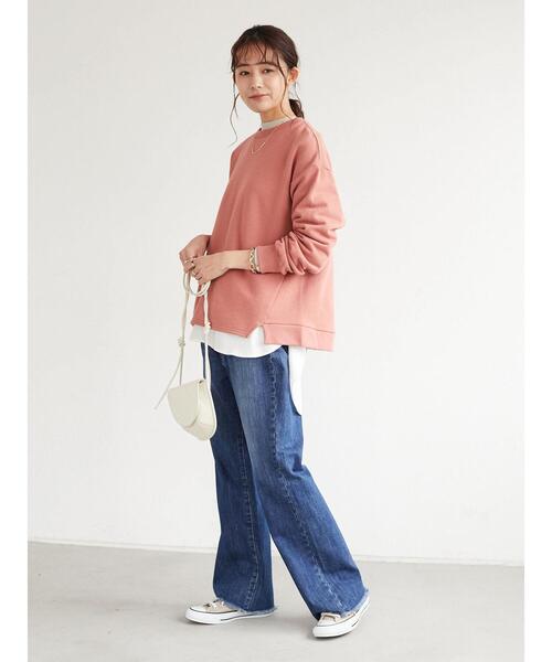 CRAFT STANDARD BOUTIQUE（クラフトスタンダードブティック）の「微起毛裏毛切替プルオーバー　＊（スウェット・レディース・ライトグレー/ミント/ピンク/ブラック・FREE）」の21枚目の写真