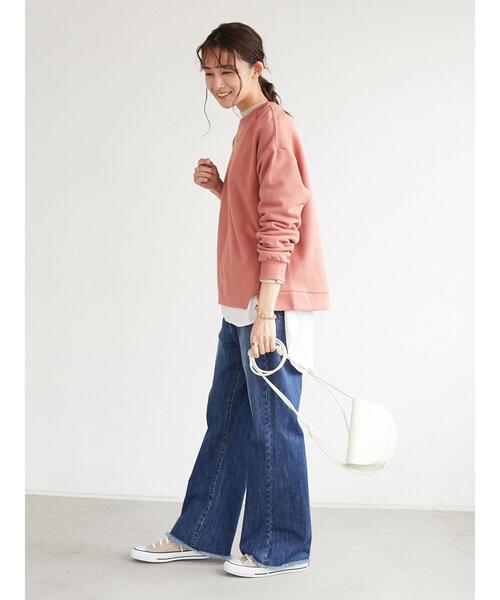 CRAFT STANDARD BOUTIQUE（クラフトスタンダードブティック）の「微起毛裏毛切替プルオーバー　＊（スウェット・レディース・ライトグレー/ミント/ピンク/ブラック・FREE）」の22枚目の写真