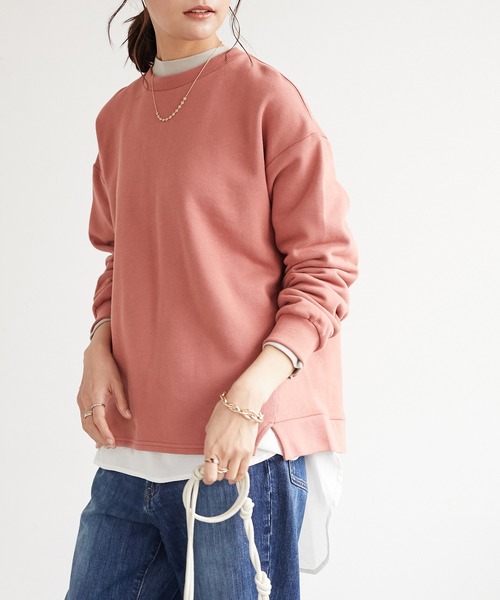 CRAFT STANDARD BOUTIQUE（クラフトスタンダードブティック）の「微起毛裏毛切替プルオーバー　＊（スウェット・レディース・ライトグレー/ミント/ピンク/ブラック・FREE）」の4枚目の写真