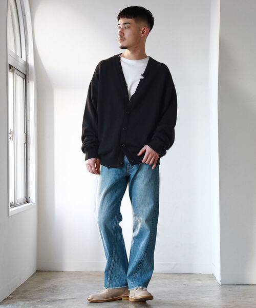 BEAMS（ビームス）の「BEAMS / 7ゲージ ダメージ Vネック カーディガン（カーディガン/ボレロ・メンズ・ブラック/ダークグリーン・S/M/L/XL）」の5枚目の写真