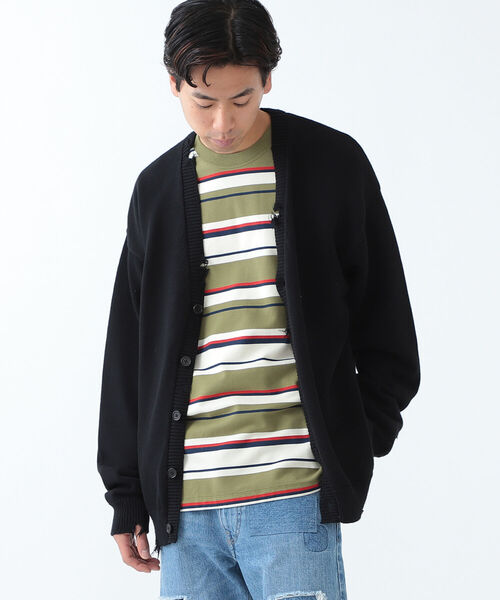 BEAMS（ビームス）の「BEAMS / 7ゲージ ダメージ Vネック カーディガン（カーディガン/ボレロ・メンズ・ブラック/ダークグリーン・S/M/L/XL）」の18枚目の写真