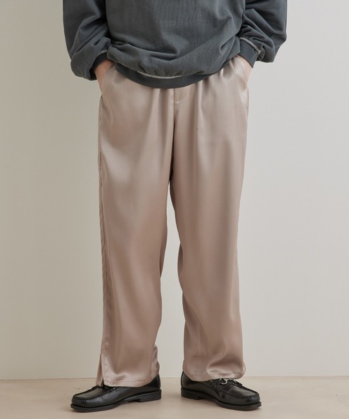 JUNRED（ジュンレッド）の「ドレープサテンスリットワイドパンツ（その他パンツ・メンズ・グリーン/ベージュ・L/M/S）」の3枚目の写真