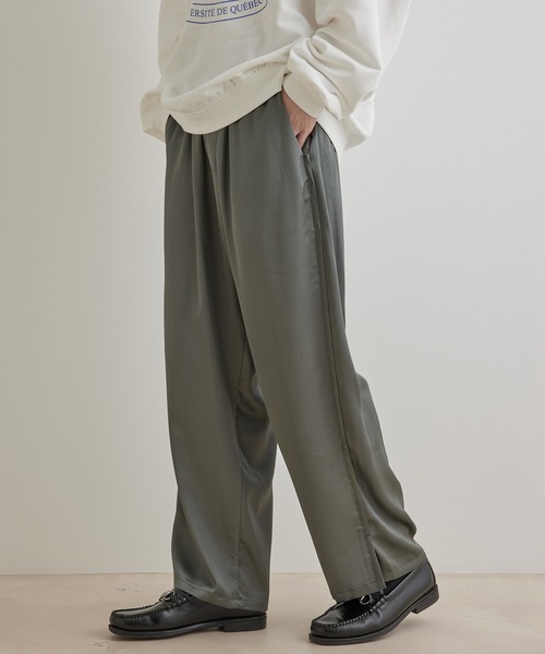 JUNRED（ジュンレッド）の「ドレープサテンスリットワイドパンツ（その他パンツ・メンズ・グリーン/ベージュ・L/M/S）」の5枚目の写真