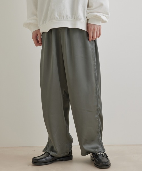 JUNRED（ジュンレッド）の「ドレープサテンスリットワイドパンツ（その他パンツ・メンズ・グリーン/ベージュ・L/M/S）」の6枚目の写真