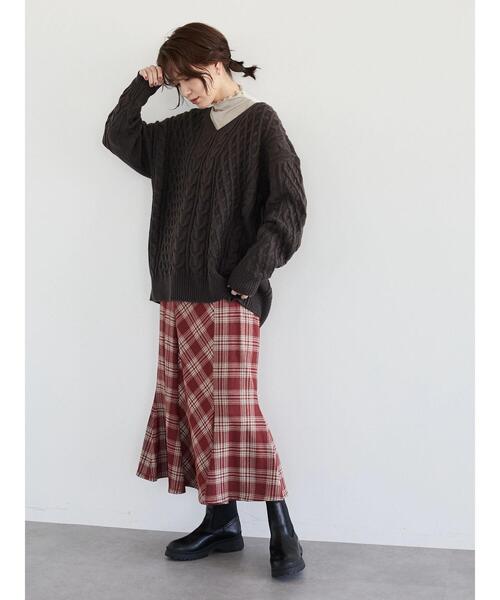 Green　Parks（グリーンパークス）の「・novem9 チェックマーメイドスカート＊（スカート・レディース・レッド/イエロー/グリーン/アイボリー・FREE）」の22枚目の写真