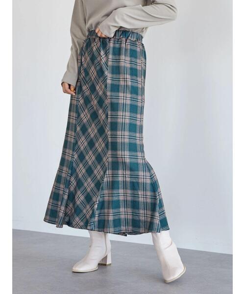 Green　Parks（グリーンパークス）の「・novem9 チェックマーメイドスカート＊（スカート・レディース・レッド/イエロー/グリーン/アイボリー・FREE）」の3枚目の写真