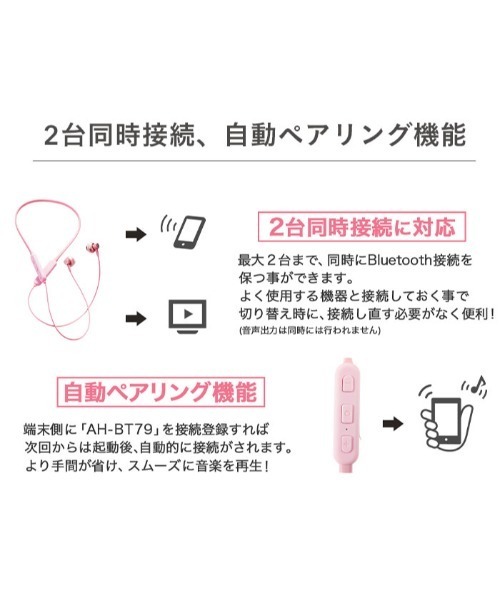 Hamee(ハミィ)の「ワイヤレスイヤホン B-Reiz Bluetooth5.0対応 IPX5 防水 イヤフォン(ヘッドフォン/イヤホン・レディース・エメラルドブルー/ブラック/ホワイト/ベビーピンク・FREE)」の9枚目の写真