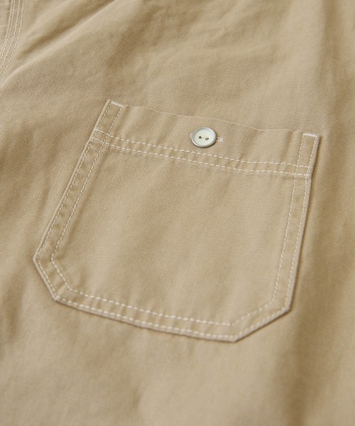 CUBE SUGAR（キューブシュガー）の「オックスビッグスタンドカラー長袖シャツジャケット（ノーカラージャケット・レディース・ベージュ/グリーン/オレンジ・M）」の21枚目の写真