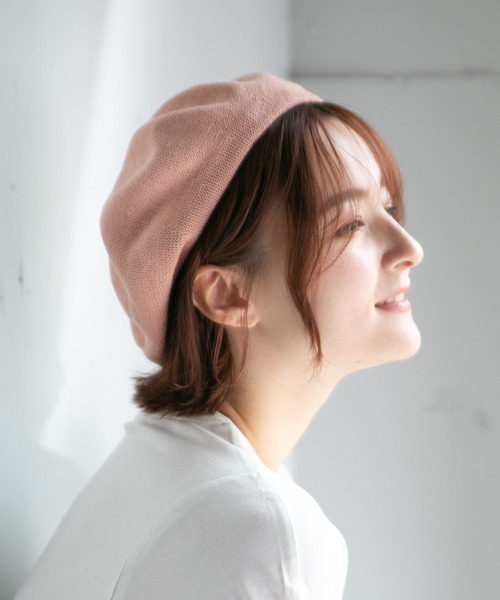 14+(イチヨンプラス)の「シンプルニットベレー帽(ハンチング/ベレー帽・レディース・レッド/パープル/ネイビー/グレー/ブラック/ベージュ/マスタード/ピンク/ワインレッド/ダークブラウン/オレンジ/ブラウン/グリーン・FREE/kids-M)」の10枚目の写真