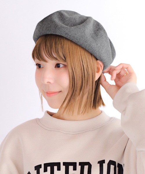 14+(イチヨンプラス)の「シンプルニットベレー帽(ハンチング/ベレー帽・レディース・レッド/パープル/ネイビー/グレー/ブラック/ベージュ/マスタード/ピンク/ワインレッド/ダークブラウン/オレンジ/ブラウン/グリーン・FREE/kids-M)」の15枚目の写真
