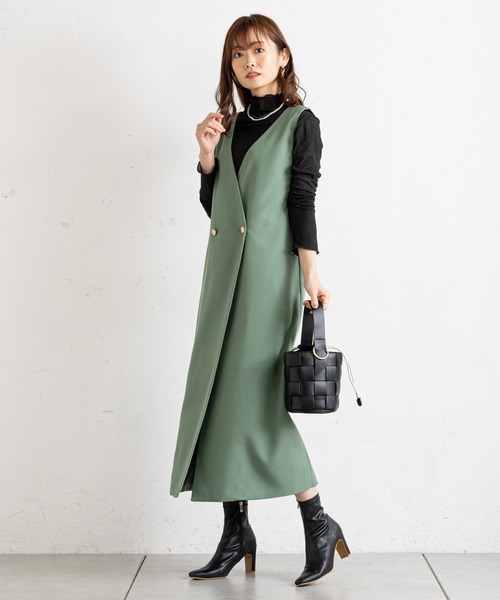 prose verse（プロズヴェール）の「金ボタンジレ2WAYジャンスカ（ジャンパースカート・レディース・ブラック/グリーン/アイボリー/モカ・ﾌﾘ-/FREE）」の8枚目の写真