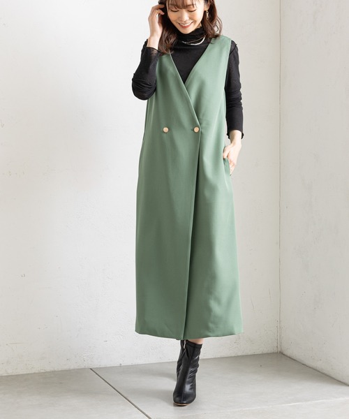 prose verse（プロズヴェール）の「金ボタンジレ2WAYジャンスカ（ジャンパースカート・レディース・ブラック/グリーン/アイボリー/モカ・ﾌﾘ-/FREE）」の17枚目の写真