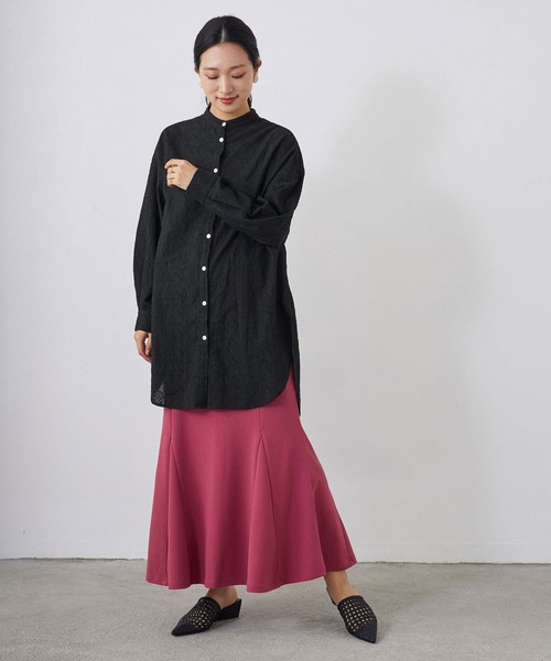 NICOLE white（ニコルホワイト）の「ペイスリー柄 生地刺繍ロングブラウス（シャツ/ブラウス・レディース・ブラック/オフホワイト・FREE）」の7枚目の写真