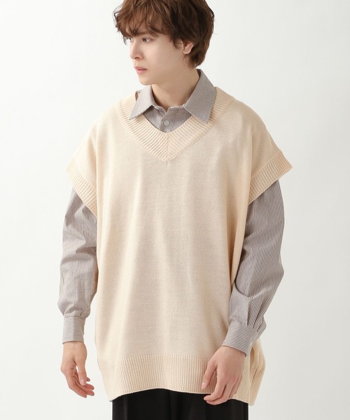 ALAND（エーランド）の「3.3Field Trip／Vネックオーバーベスト　2273939（ベスト・メンズ・ブラック/ダークグリーン/アイボリー・FREE）」の3枚目の写真