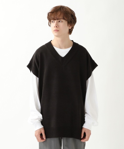 ALAND（エーランド）の「3.3Field Trip／Vネックオーバーベスト　2273939（ベスト・メンズ・ブラック/ダークグリーン/アイボリー・FREE）」の11枚目の写真