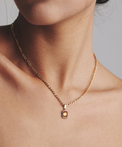9ban（キューバン）の「【9ban】キューバン/ Orenge stone necklace（ネックレス・レディース・ゴールド・FREE）」の6枚目の写真