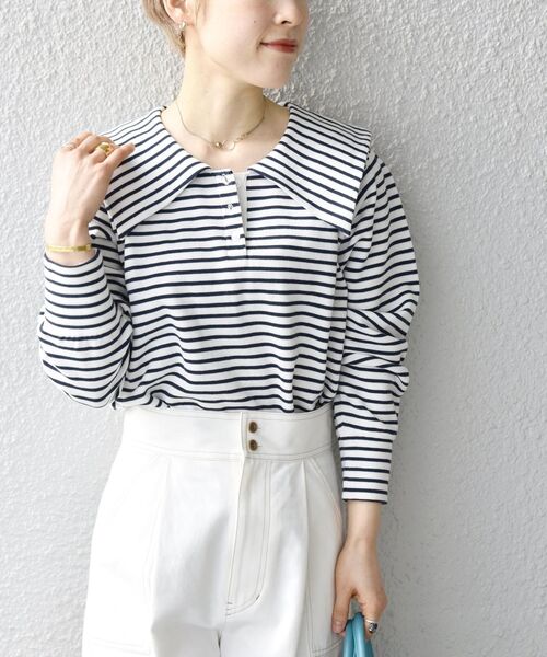 SHIPS any（シップス エニィ）の「SHIPS any:〈ウォッシャブル〉ラッセル カラー プルオーバー（その他トップス・レディース・ホワイト/ピンク/その他・ONE SIZE）」の3枚目の写真