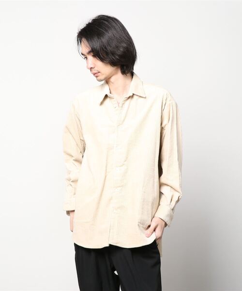 KURO(クロ)の「【KURO】5W CORDUROY BIG SHIRT(シャツ/ブラウス・メンズ・ブラウン/アイボリー・MEDIUM/X-SMALL)」の1枚目の写真