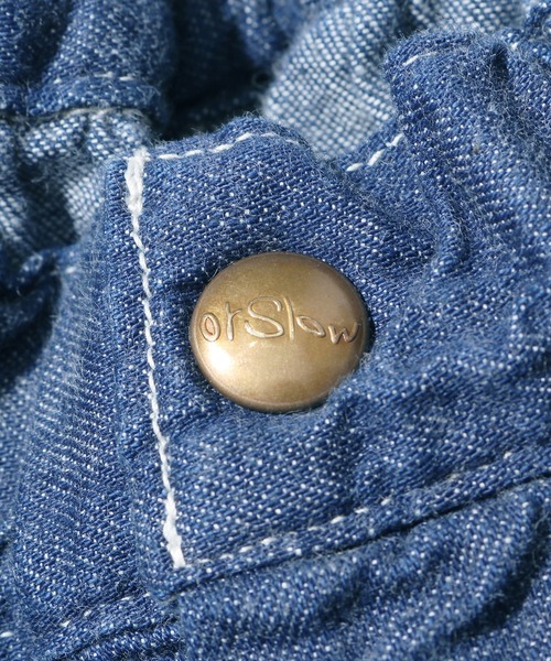 orSlow(オアスロウ)の「orSlow/オアスロウ BALLOON PAINTER GATHER SKIRT DENIM O/W デニムロングスカート ギャザースカート(デニムスカート・レディース・ワンウォッシュ・FREE)」の5枚目の写真