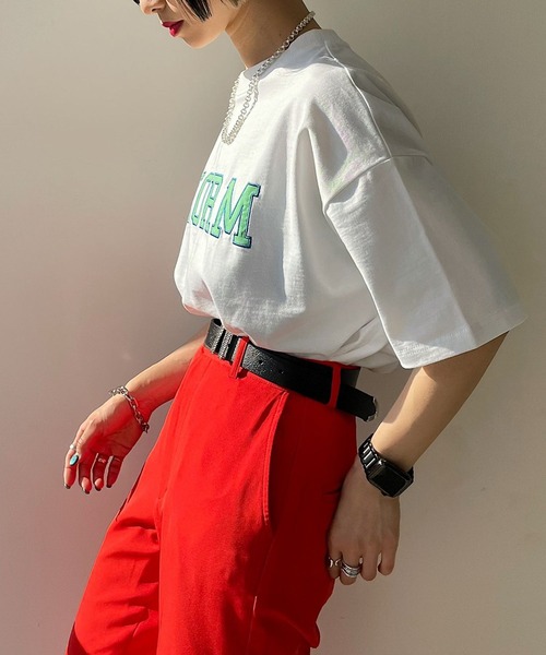 PAGEBOY(ページボーイ)の「カラフルカレッジTシャツ(Tシャツ/カットソー・レディース・チャコールグレー/オフホワイト/オートミール・FREE)」の8枚目の写真