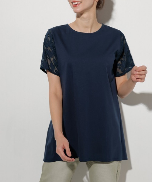 RANAN(ラナン)の「接触冷感/綿100%バックシャンプルオーバー(Tシャツ/カットソー・レディース・セージグリーン/ネイビー・LL/L/M)」の6枚目の写真