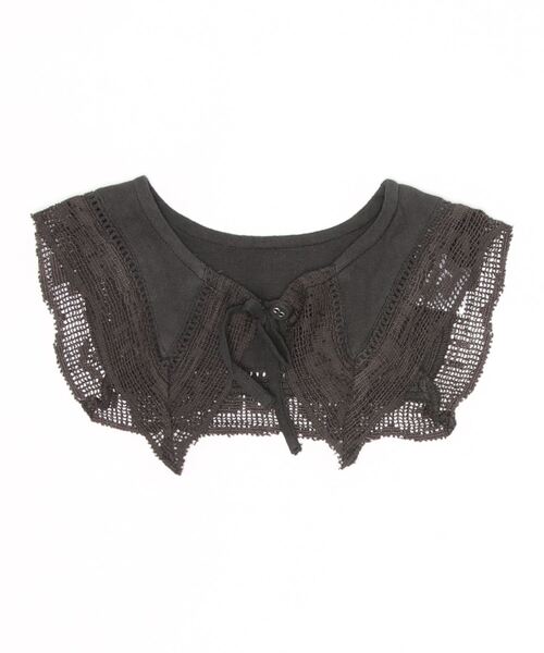 A BOND（アボンド）の「製品染めレースつけ衿（S～LL）（付け襟・キッズ・アイボリー/チャコール・LL/S/M/L）」の2枚目の写真