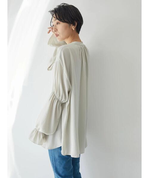 AMERICAN HOLIC（アメリカンホリック）の「キャンディースリーブとろみブラウス（シャツ/ブラウス・レディース・サックスブルー/アイボリー・L/M）」の4枚目の写真