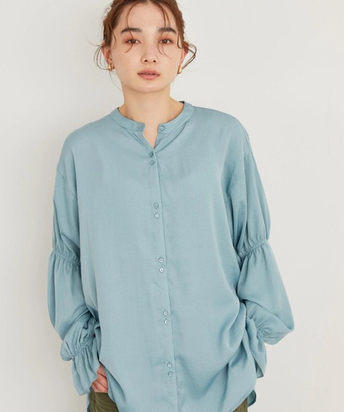 AMERICAN HOLIC（アメリカンホリック）の「キャンディースリーブとろみブラウス（シャツ/ブラウス・レディース・サックスブルー/アイボリー・L/M）」の2枚目の写真