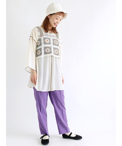 ehka sopo（エヘカソポ）の「センタープレスパンツ（その他パンツ・レディース・チャコール/パープル/ベージュ・ﾌﾘ-）」の10枚目の写真