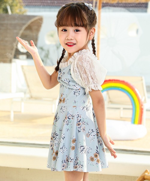 TeddyShop(テディショップ)の「キッズ水着 パフスリーブリボンワンピース風オールインワンスイムウェア(水着・キッズ・ブルー系その他/ブルー/ブラック/ライラック/オフホワイト・120cm/100cm/140cm/130cm/110cm)」の18枚目の写真