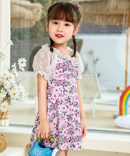 TeddyShop(テディショップ)の「キッズ水着 パフスリーブリボンワンピース風オールインワンスイムウェア(水着・キッズ・ブルー系その他/ブルー/ブラック/ライラック/オフホワイト・120cm/100cm/140cm/130cm/110cm)」の21枚目の写真