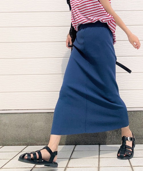 Q（キュー）の「ダンボールタイトスカート（スカート・レディース・ネイビー/マスタード/オレンジ/アイボリー・MEDIUM）」の2枚目の写真