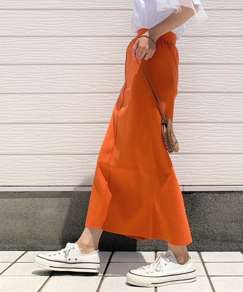 Q（キュー）の「ダンボールタイトスカート（スカート・レディース・ネイビー/マスタード/オレンジ/アイボリー・MEDIUM）」の18枚目の写真