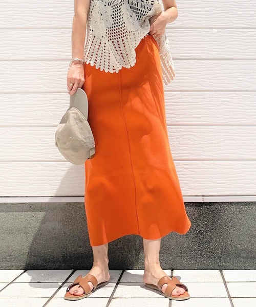 Q（キュー）の「ダンボールタイトスカート（スカート・レディース・ネイビー/マスタード/オレンジ/アイボリー・MEDIUM）」の5枚目の写真