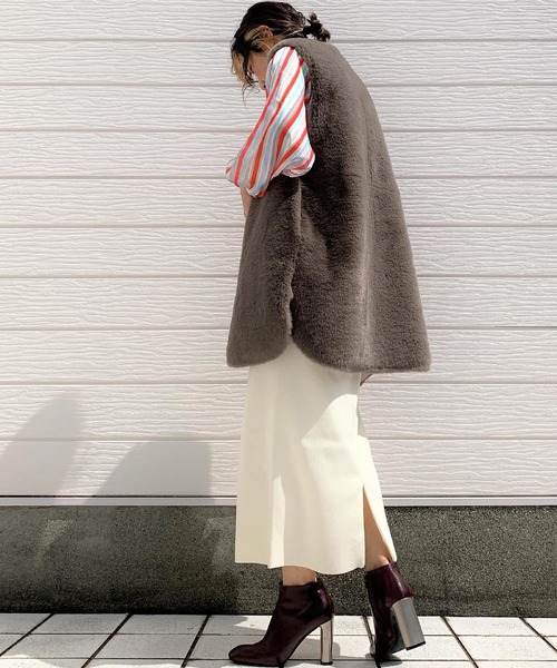 Q（キュー）の「ダンボールタイトスカート（スカート・レディース・ネイビー/マスタード/オレンジ/アイボリー・MEDIUM）」の8枚目の写真