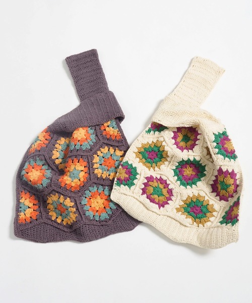 Crisp（クリスプ）の「クロシェモチーフバッグ（ハンドバッグ・レディース・ブラウン/アイボリー・FREE）」の5枚目の写真