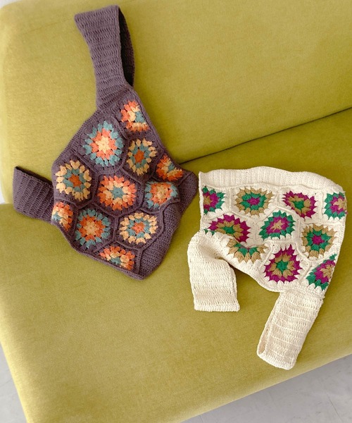 Crisp（クリスプ）の「クロシェモチーフバッグ（ハンドバッグ・レディース・ブラウン/アイボリー・FREE）」の6枚目の写真