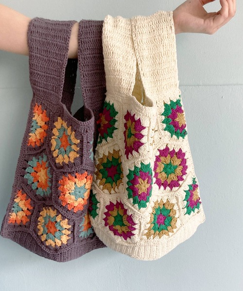 Crisp（クリスプ）の「クロシェモチーフバッグ（ハンドバッグ・レディース・ブラウン/アイボリー・FREE）」の8枚目の写真