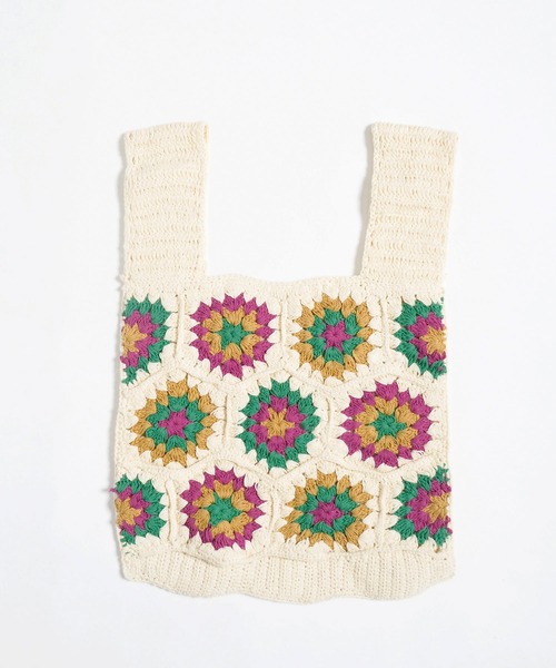 Crisp（クリスプ）の「クロシェモチーフバッグ（ハンドバッグ・レディース・ブラウン/アイボリー・FREE）」の10枚目の写真