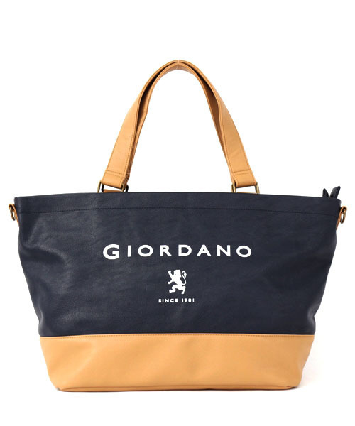 GIORDANO（ジョルダーノ）の「[GIORDANO]ライオンプリントPUレザーバイカラートートバッグ (2015年モデル）（トートバッグ・レディース・ホワイト/ブラウン/ネイビー・FREE）」の3枚目の写真