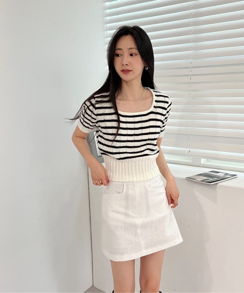 by muni:r(バイ ムニール)の「スリーボタンリネンミニスカート(スカート・レディース・ホワイト/ベージュ/ネイビー・SMALL/MEDIUM)」の18枚目の写真